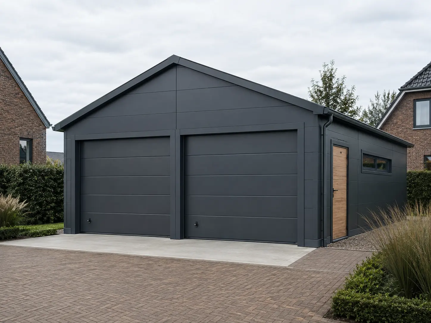 Stalen garageconcept in dubbele conceptuitvoering