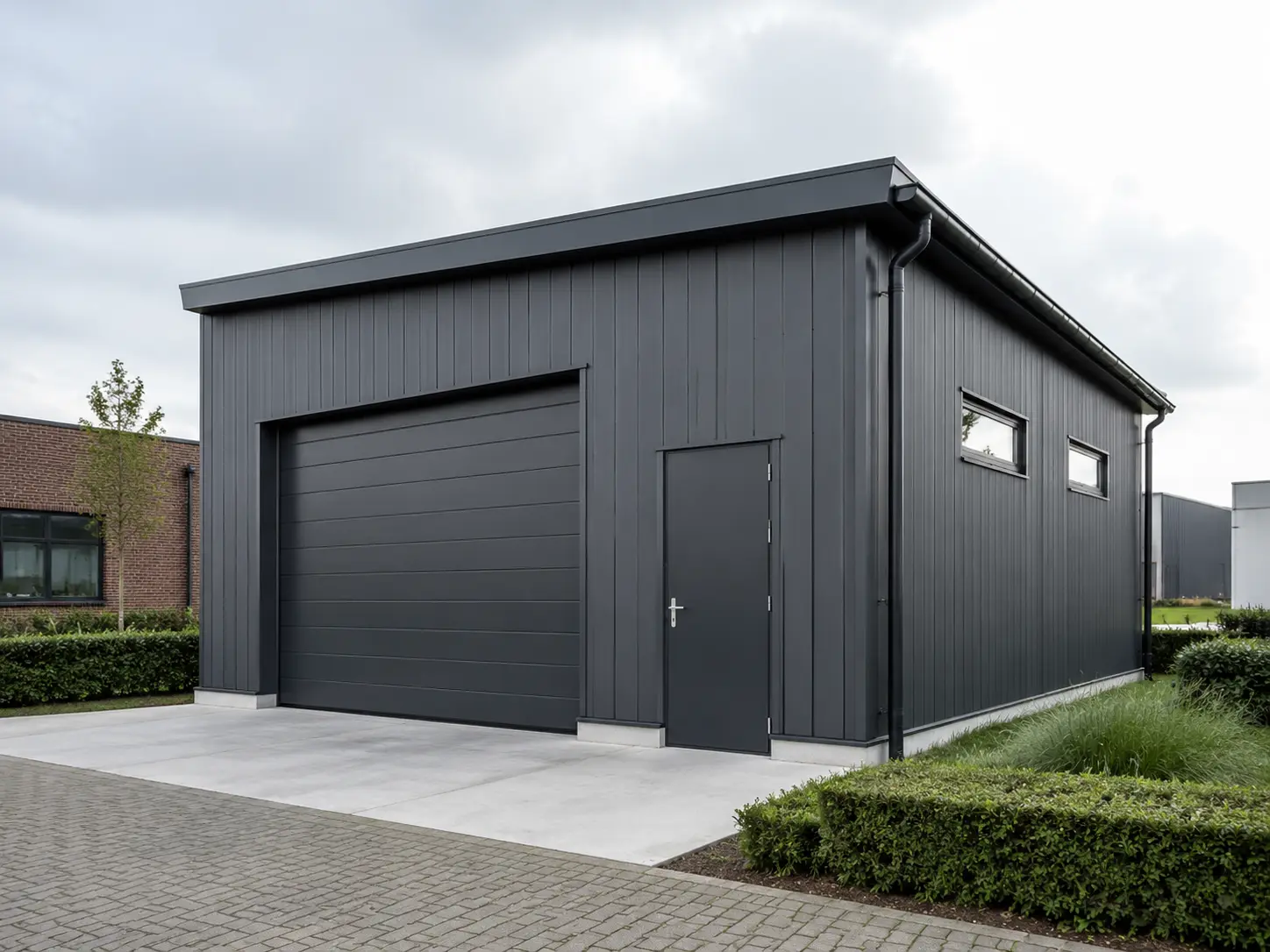Concept van een stalen werkplaats met daglicht